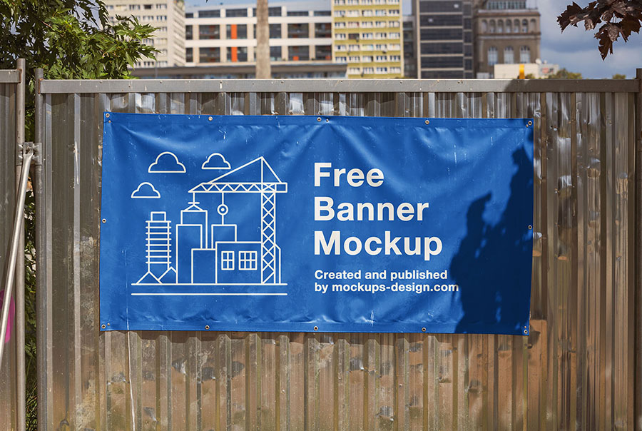 Banner on construction fence mockup