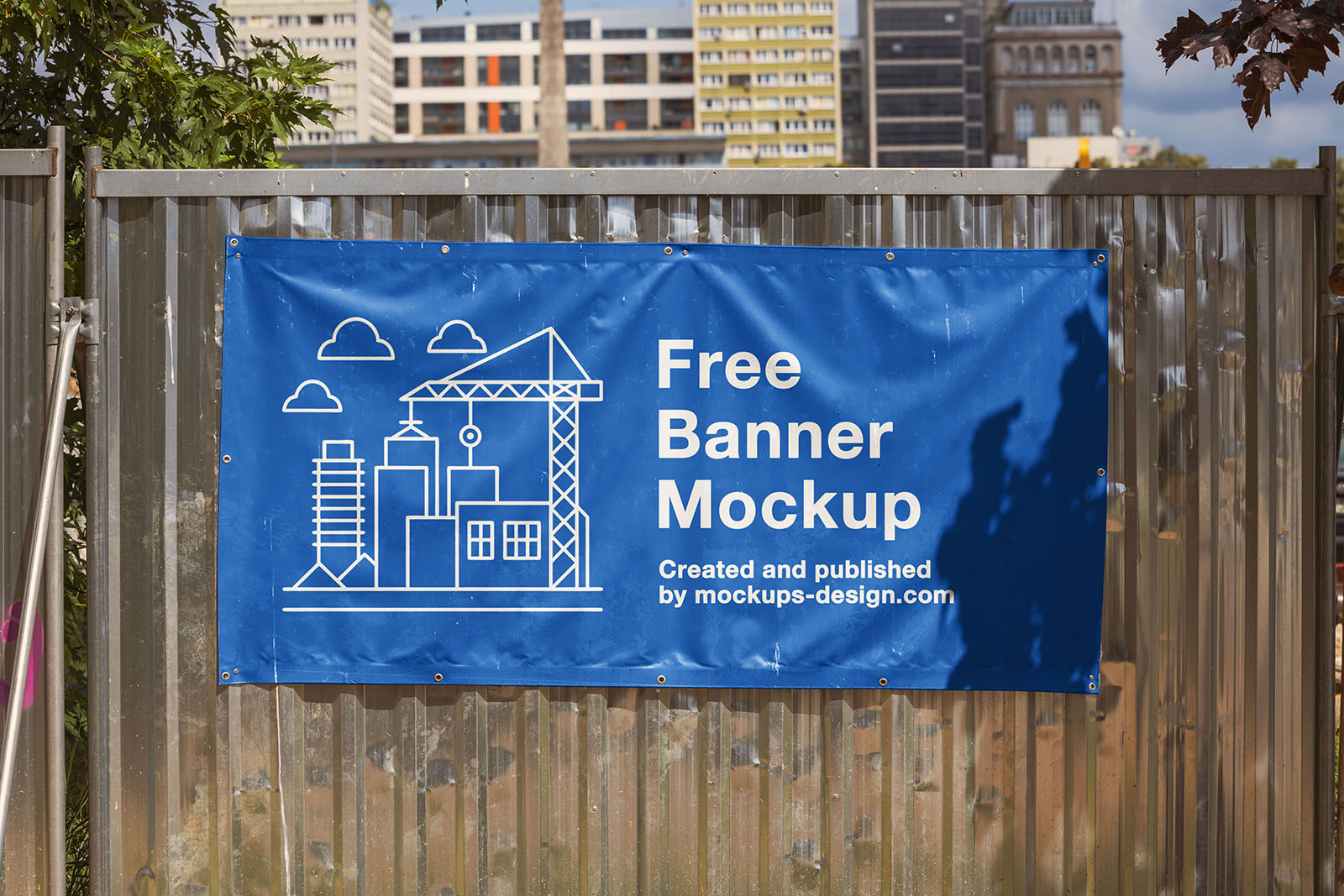 Banner on construction fence mockup