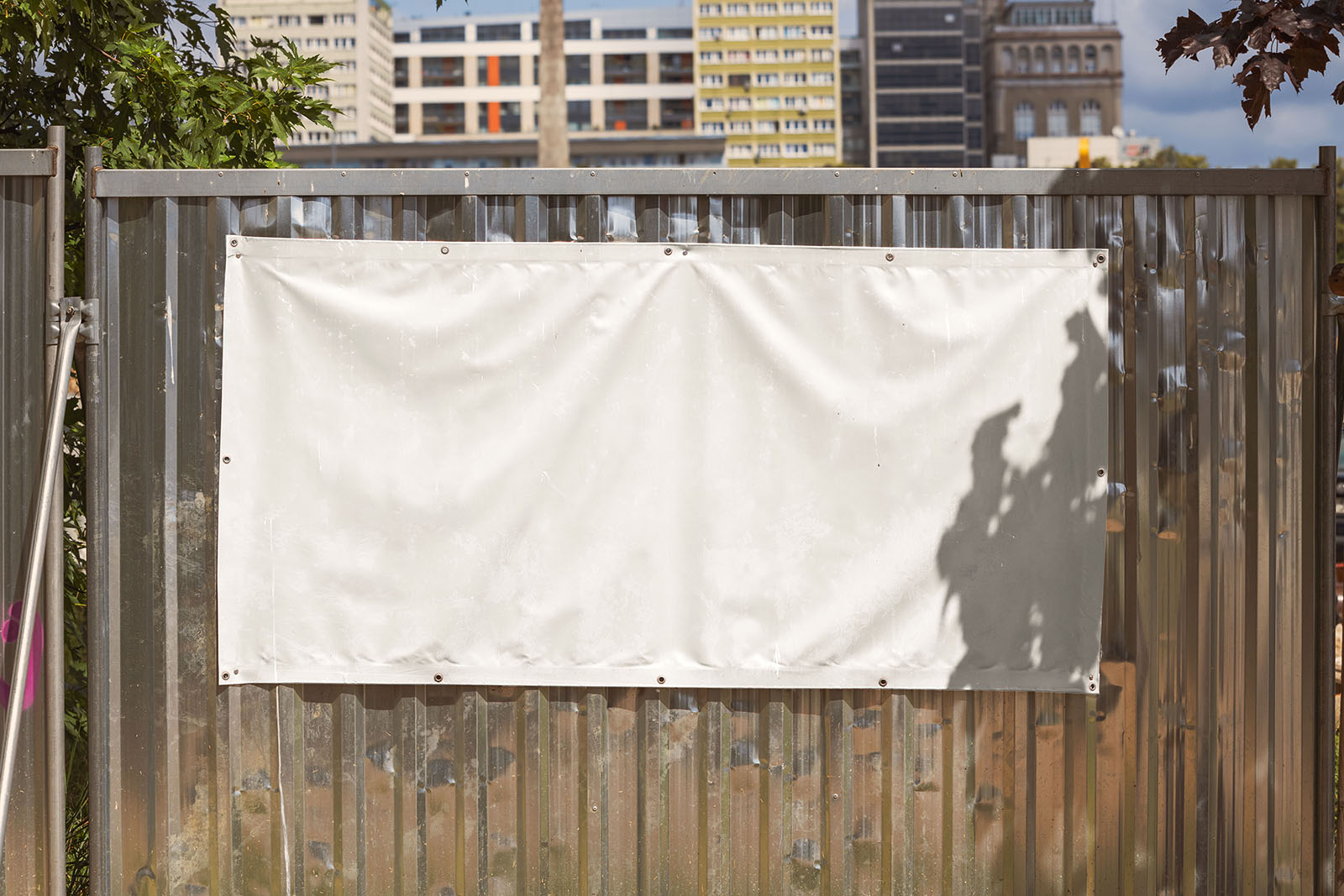 Banner on construction fence mockup