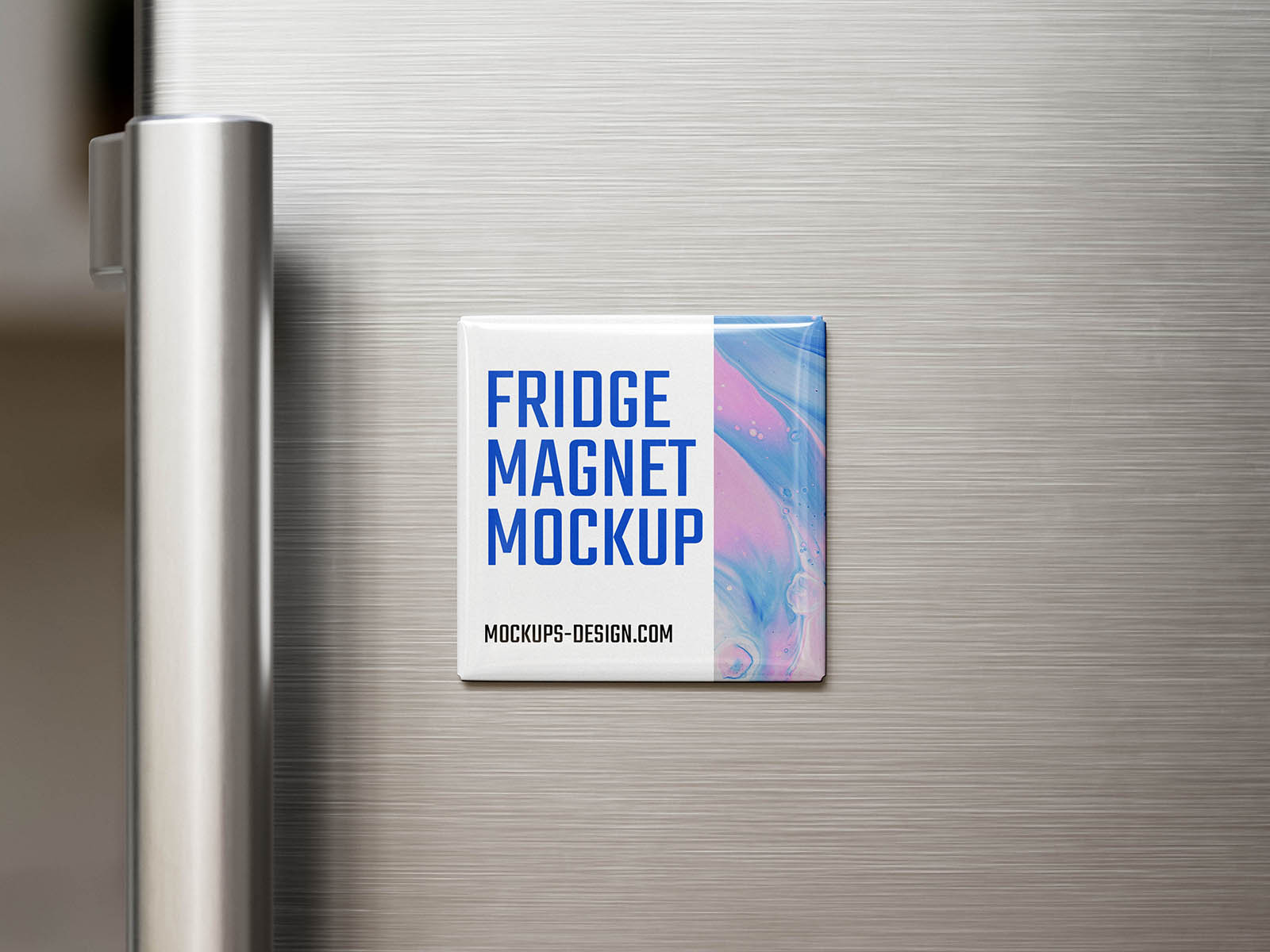 Free square fridge magnet mockup