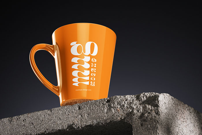 Mug on concrete brick mockup