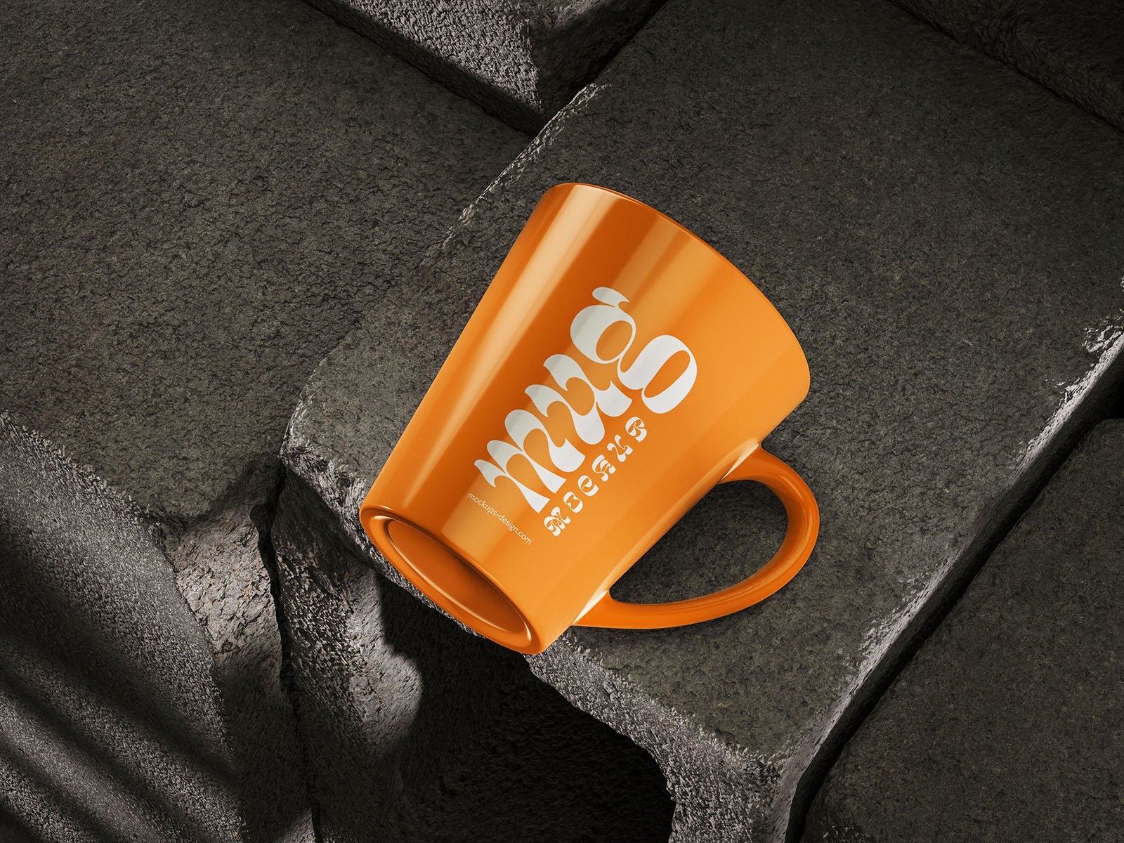 Mug on concrete brick mockup