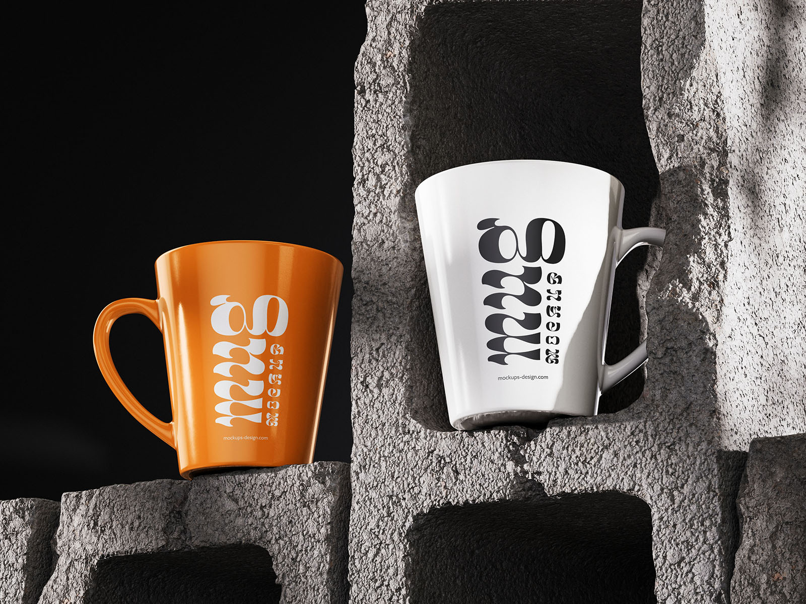 Mug on concrete brick mockup