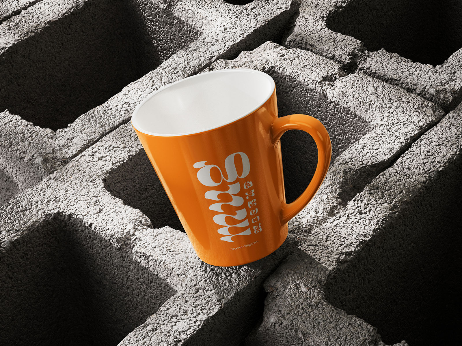 Mug on concrete brick mockup