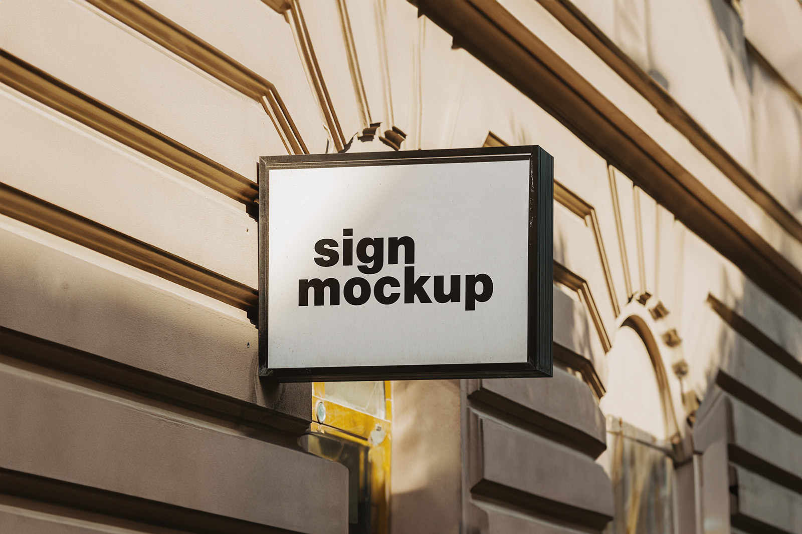 Signboard on the builiding wall mockup