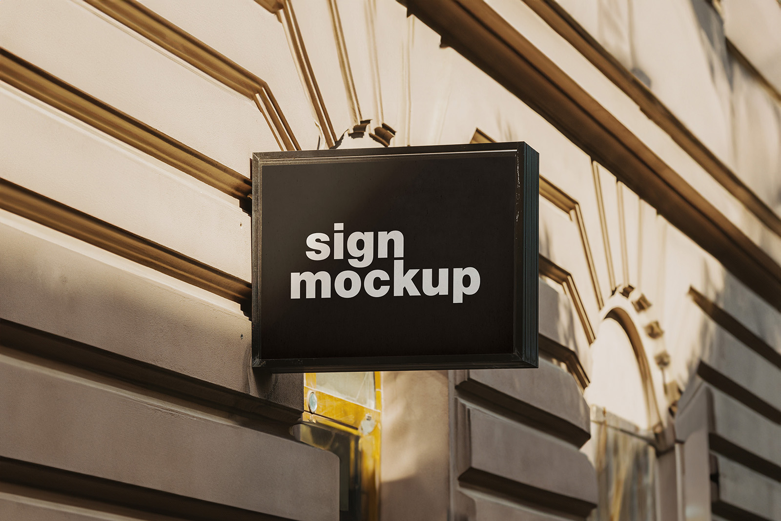 Signboard on the builiding wall mockup