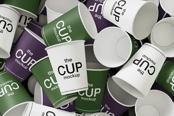 Mixed coffee cups mockup