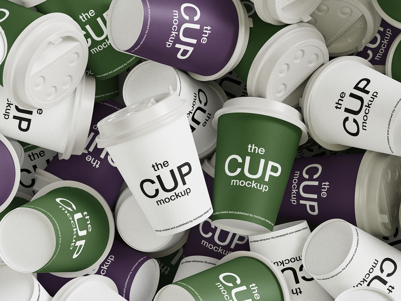 Mixed coffee cups mockup