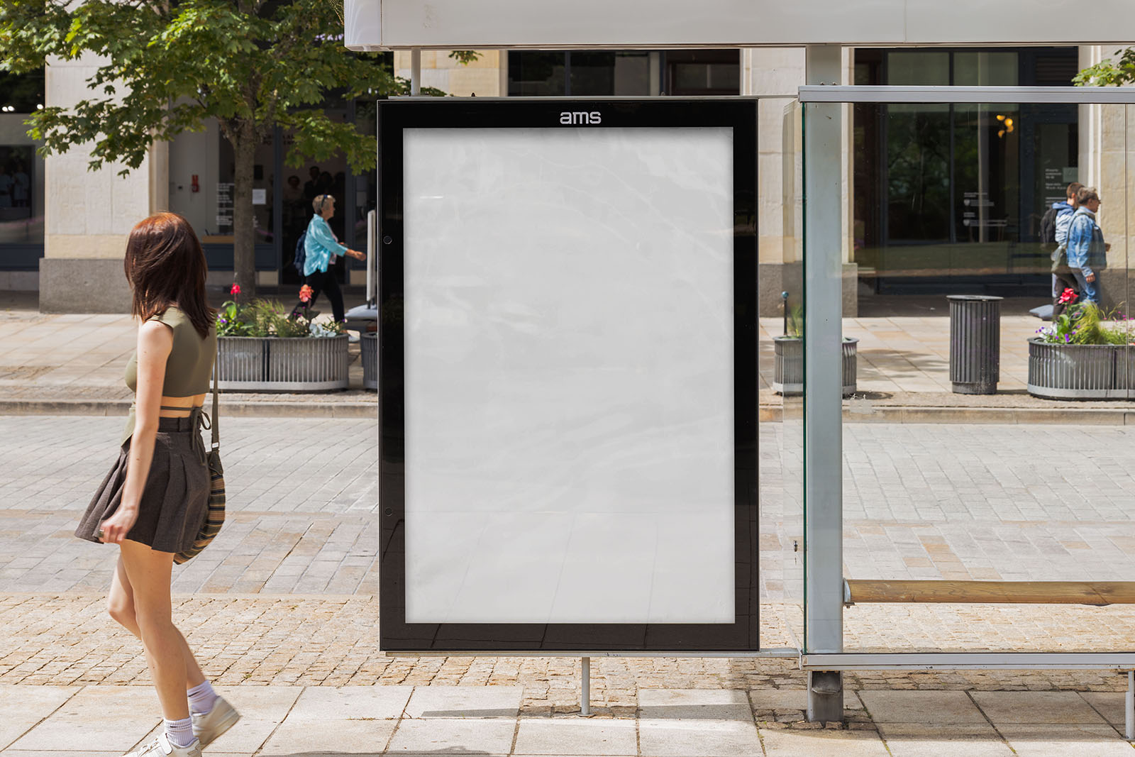 Free bus stop citylight mockup