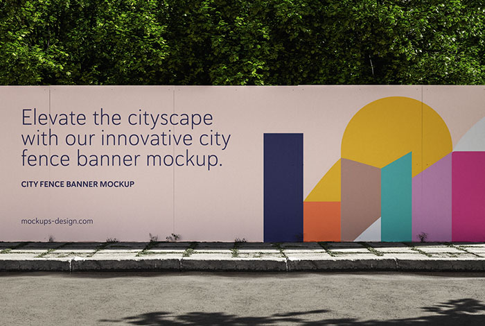 City fence banner mockup