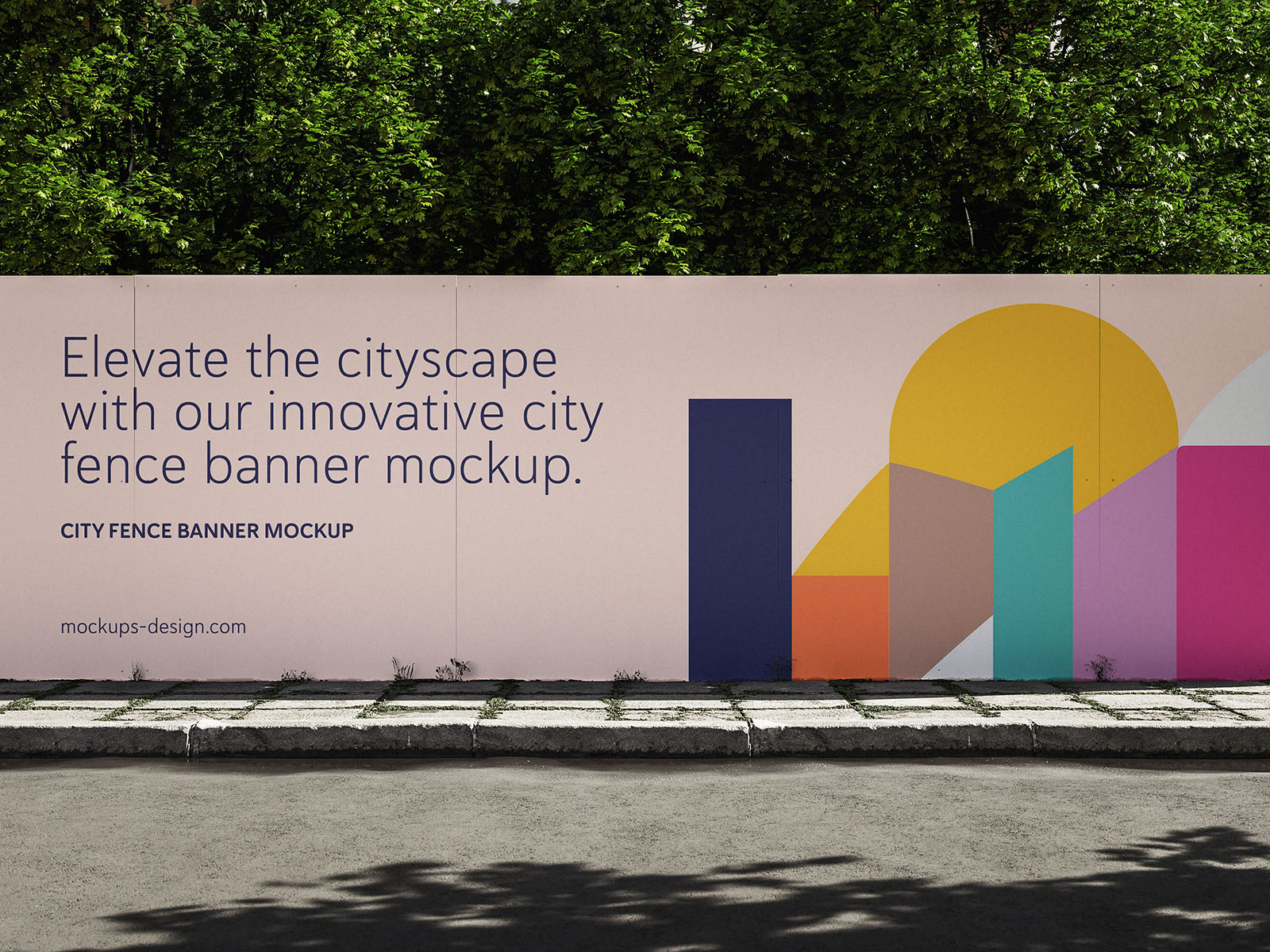 City fence banner mockup