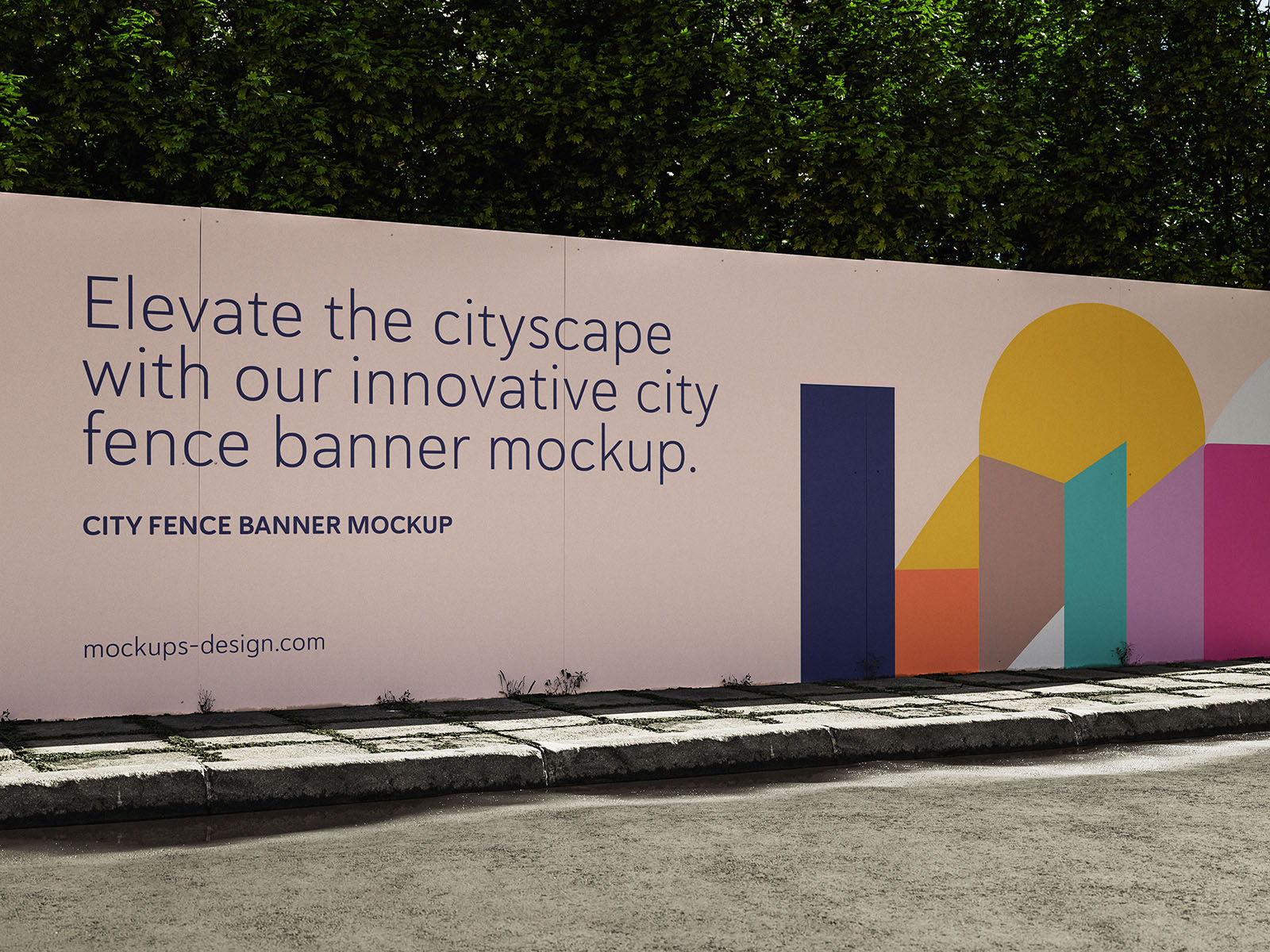 City fence banner mockup