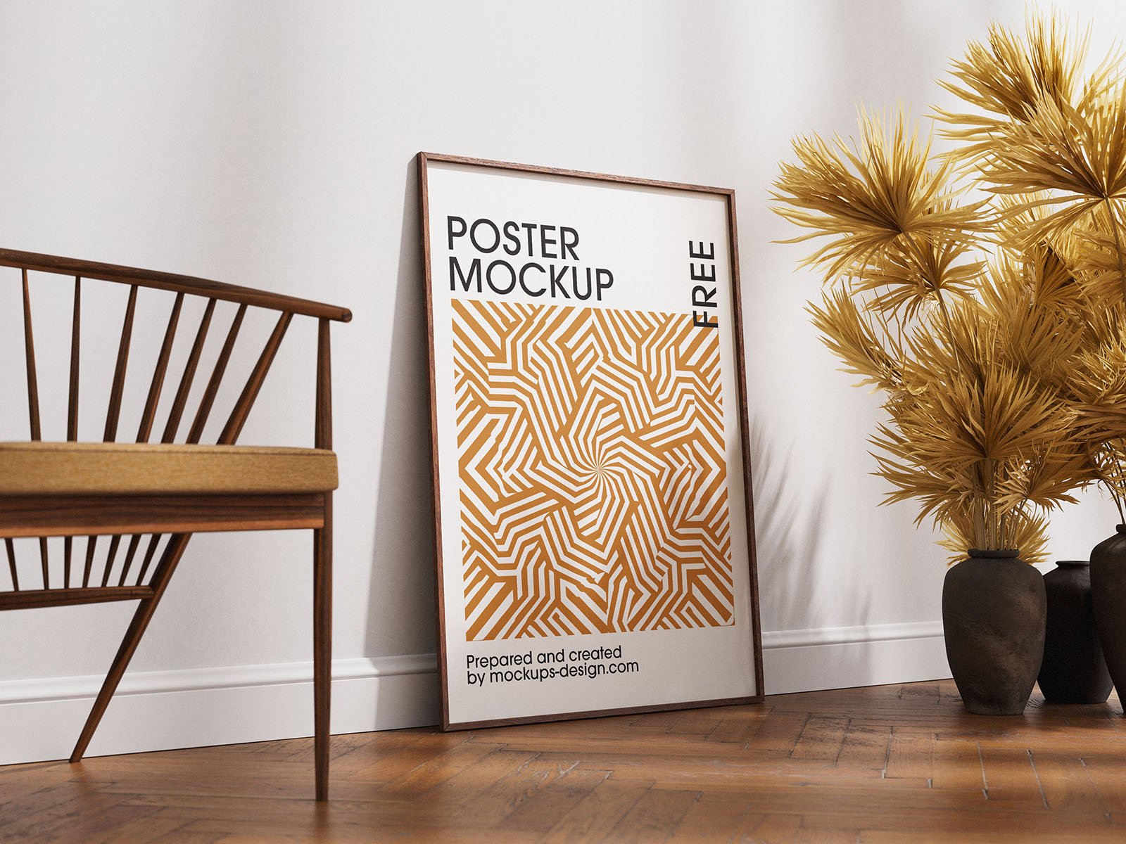 Poster frame on the floor mockup