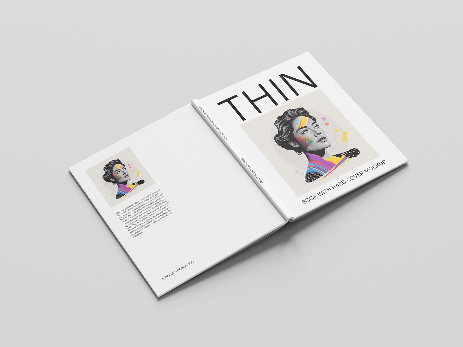 Thin book with hard cover mockup