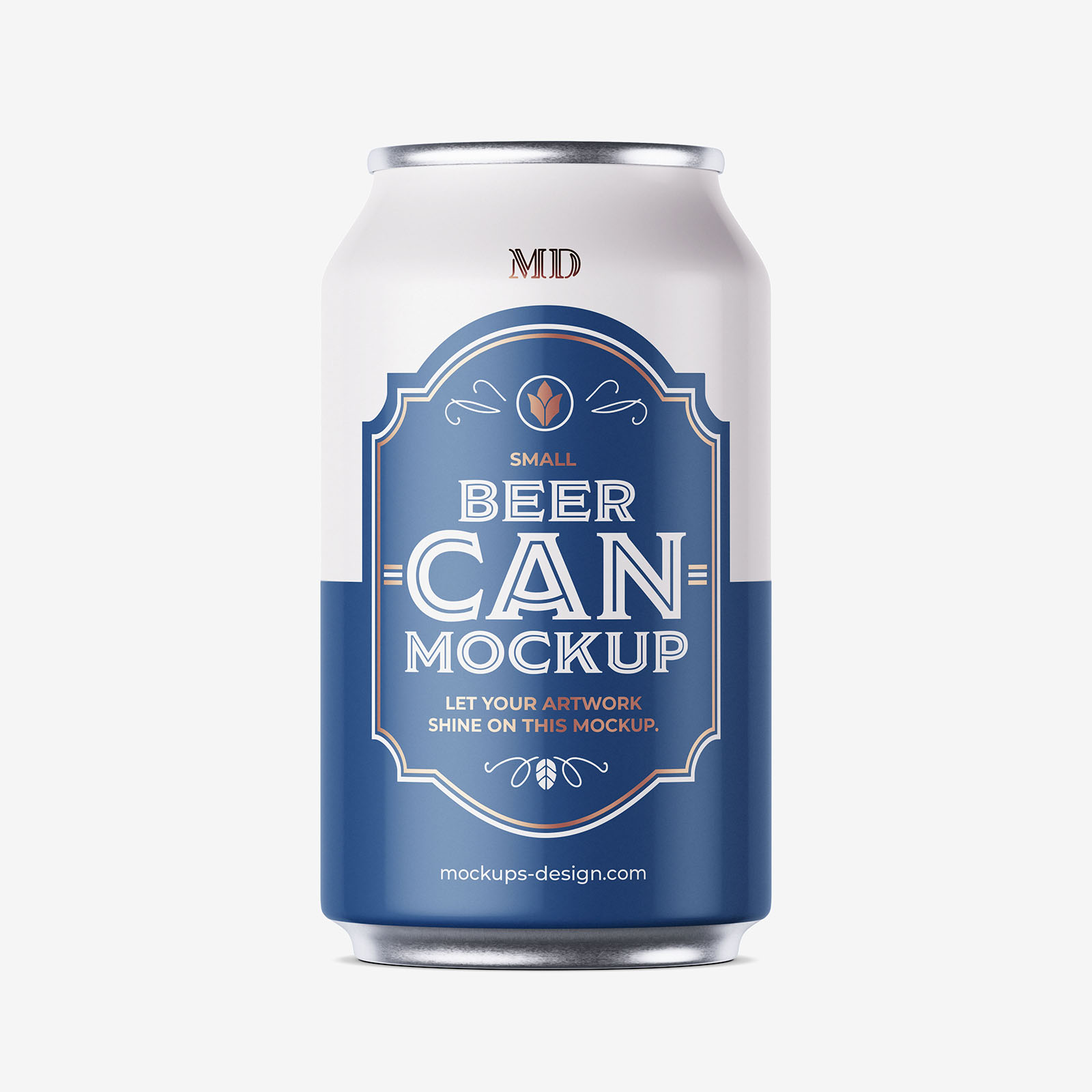 Free small beer can mockup