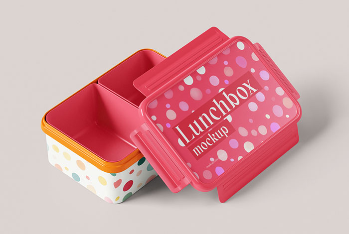 Plastic lunch box mockup