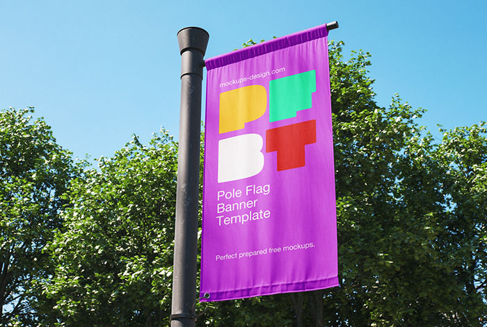 Pole banner flag mockup