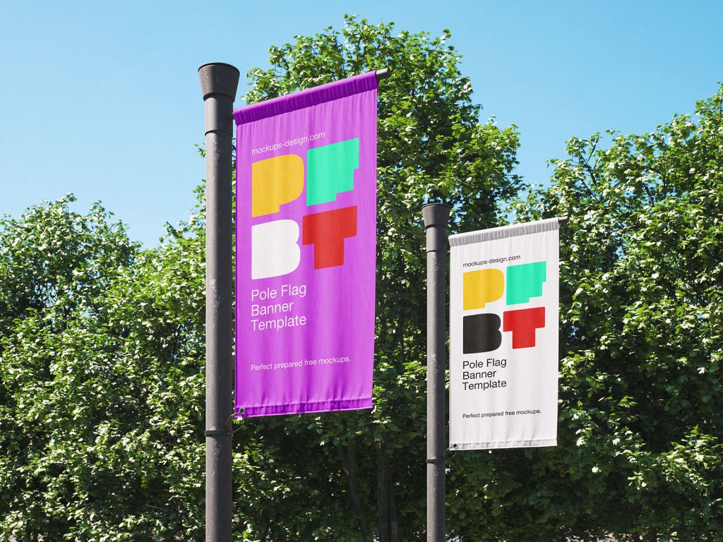 Pole banner flag mockup - Instant Download