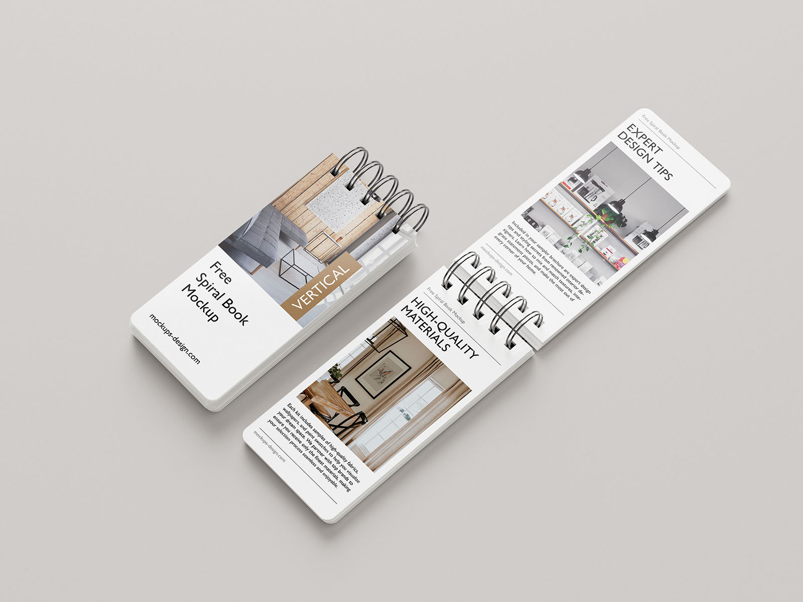 Free vertical spiral brochure mockup