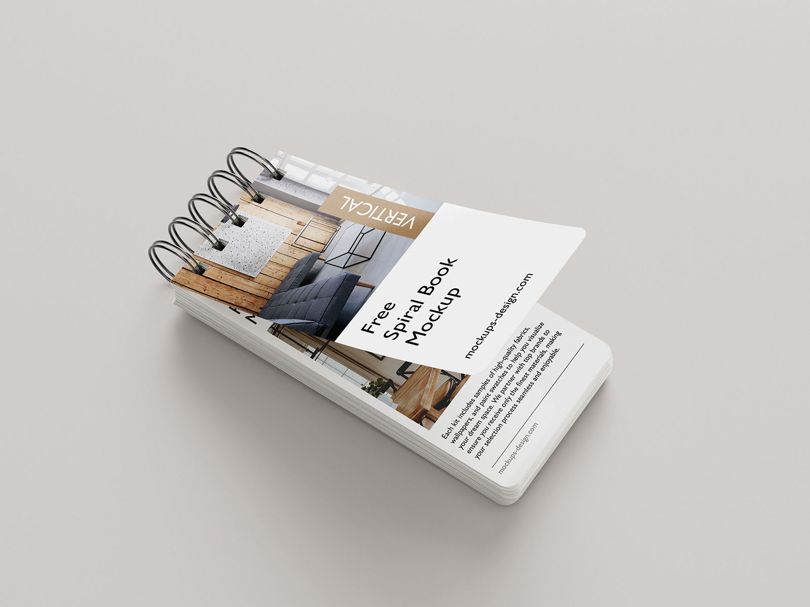 Free vertical spiral brochure mockup