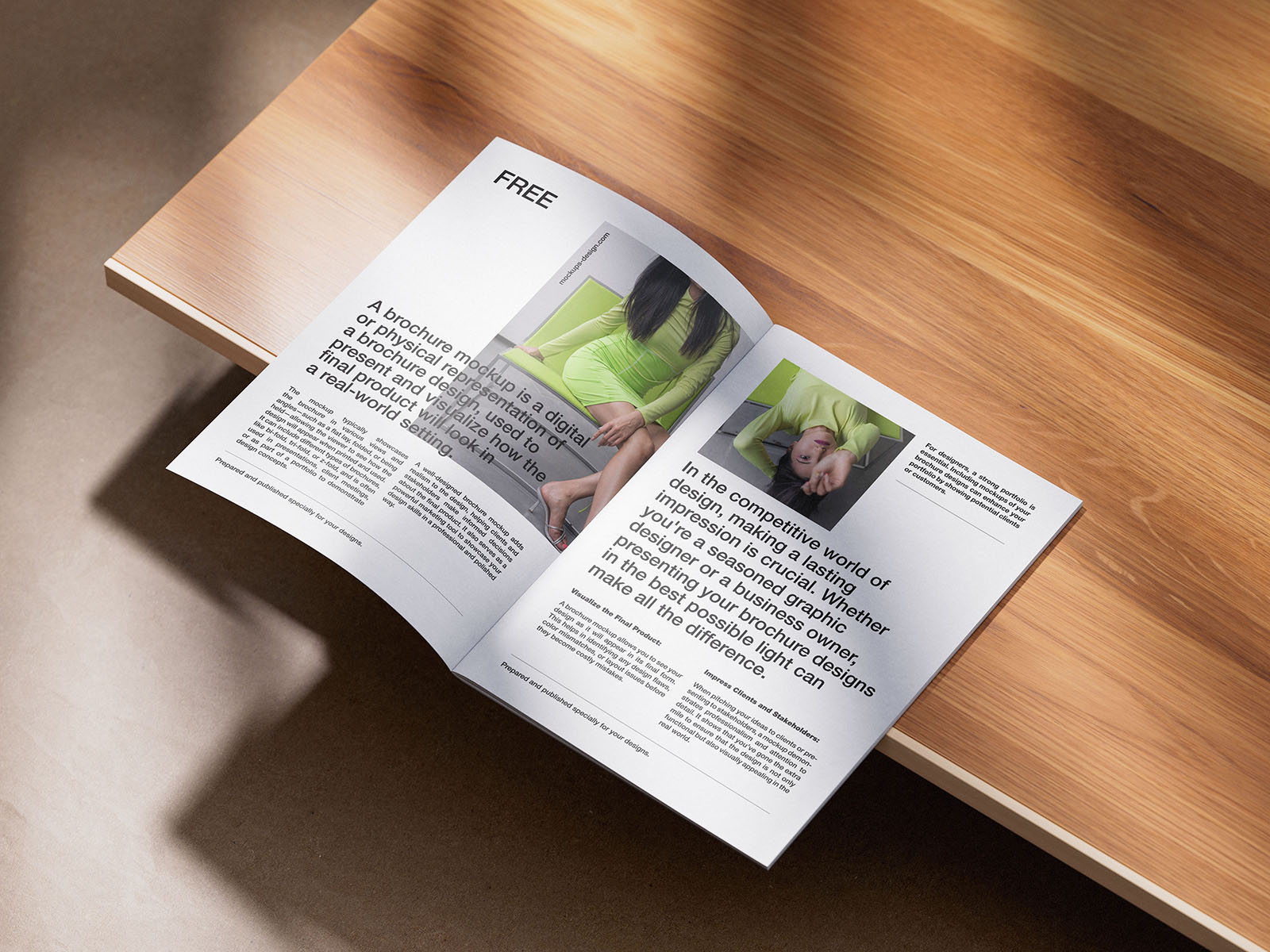 A4 brochure on wood mockup