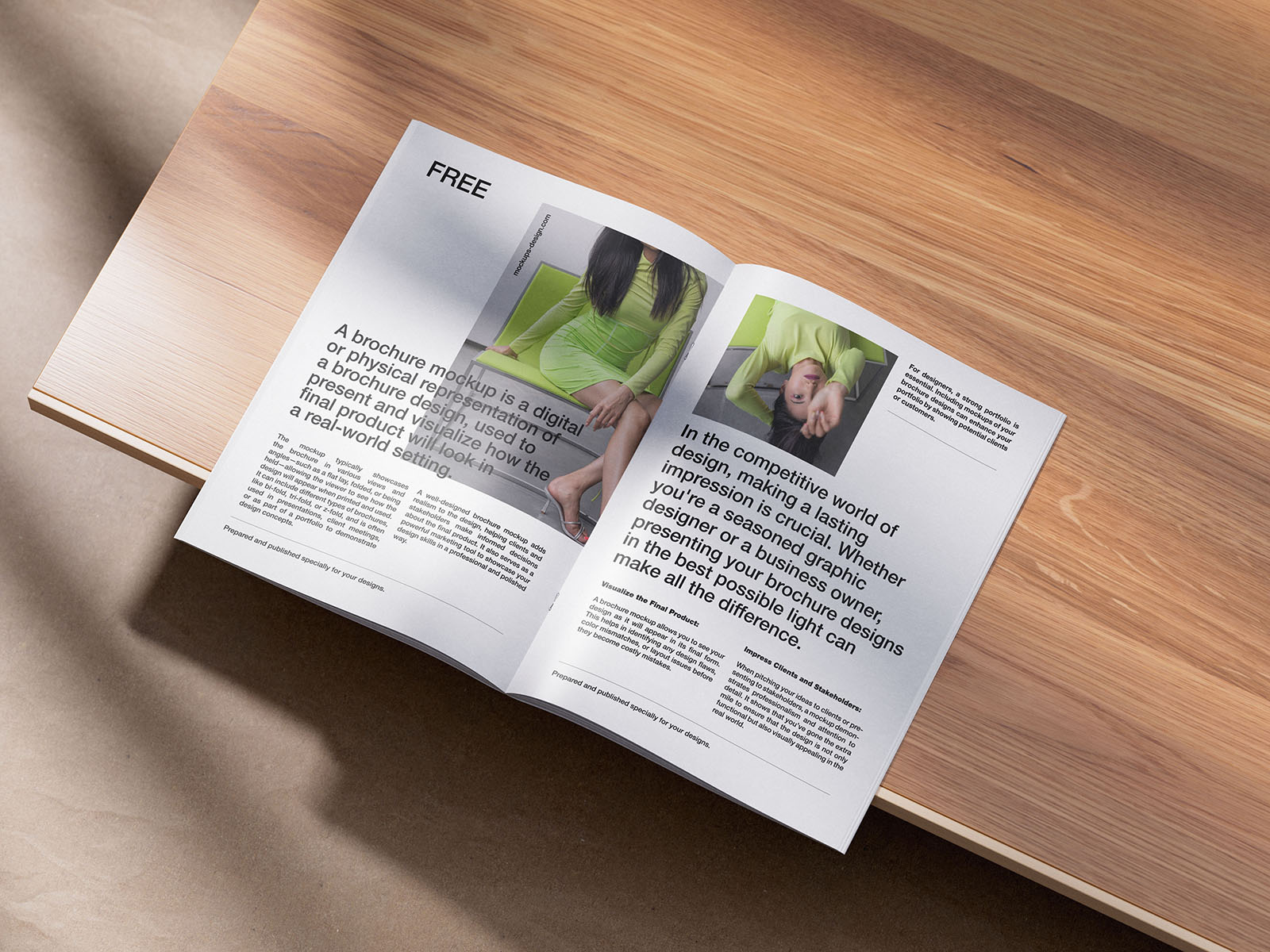 A4 brochure on wood mockup