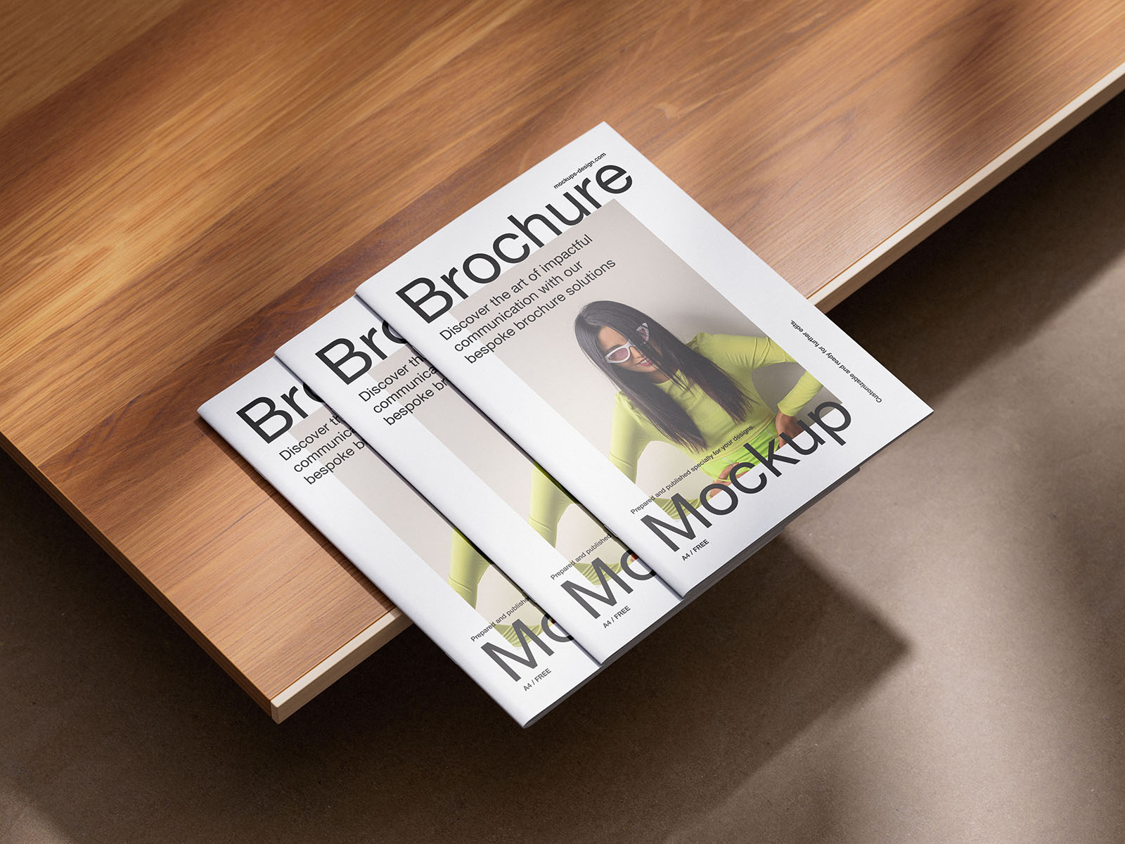 A4 brochure on wood mockup