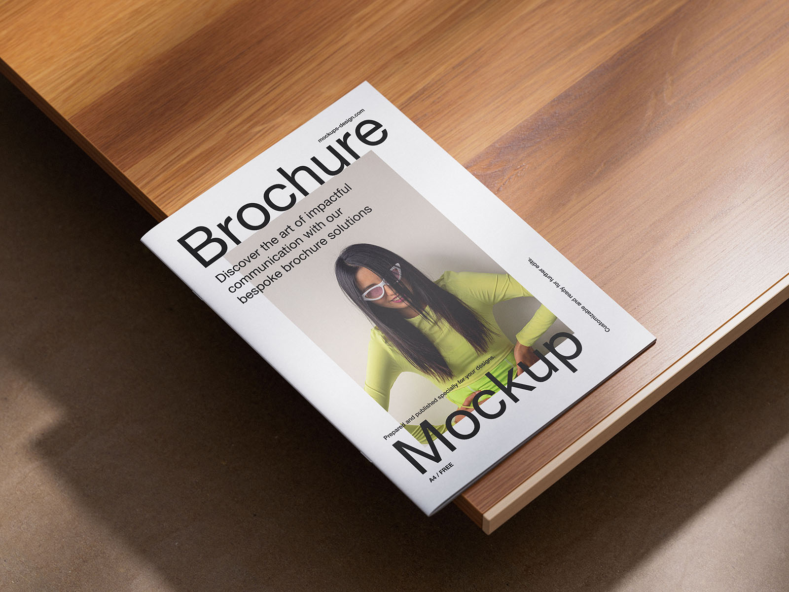 A4 brochure on wood mockup