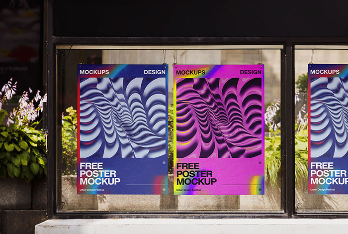 Urban display free poster mockup