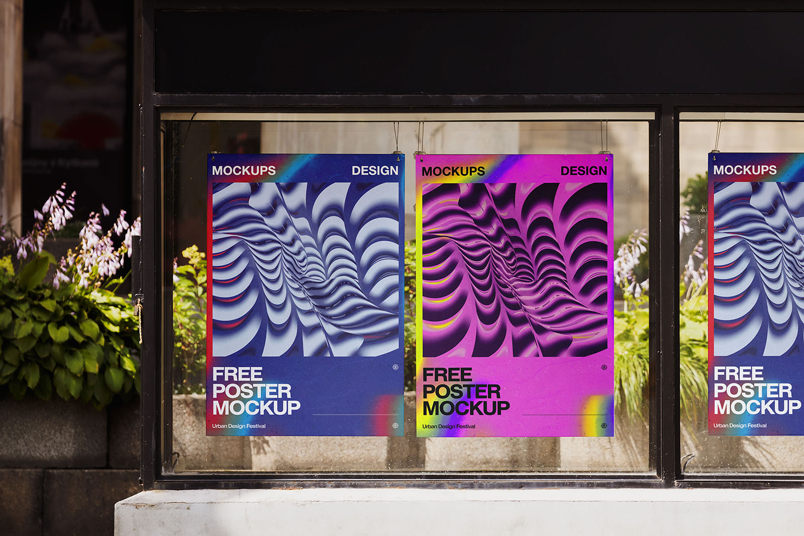 Urban display free poster mockup