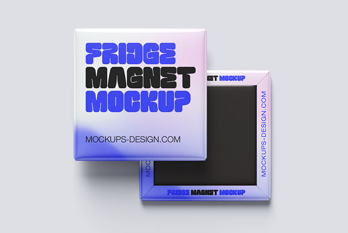 Square fridge magnet mockup