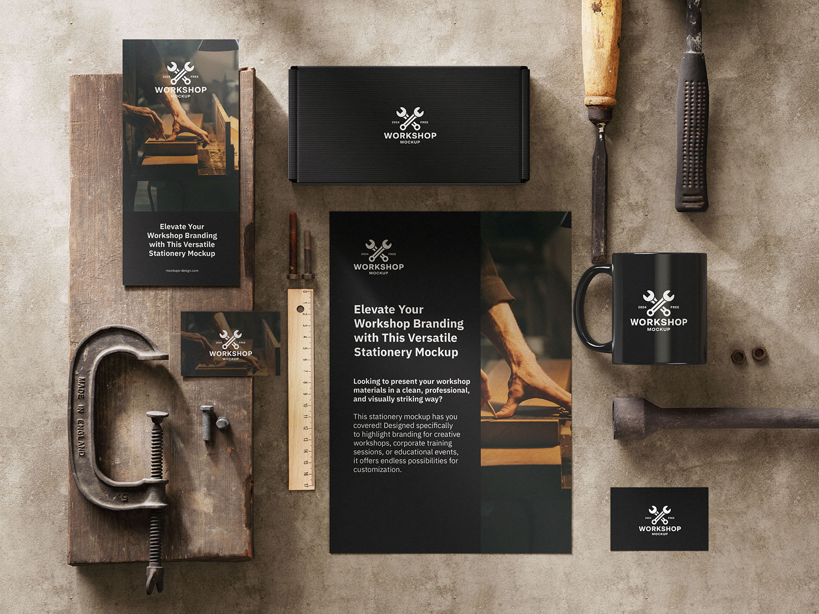 Workshop stationery mockup set