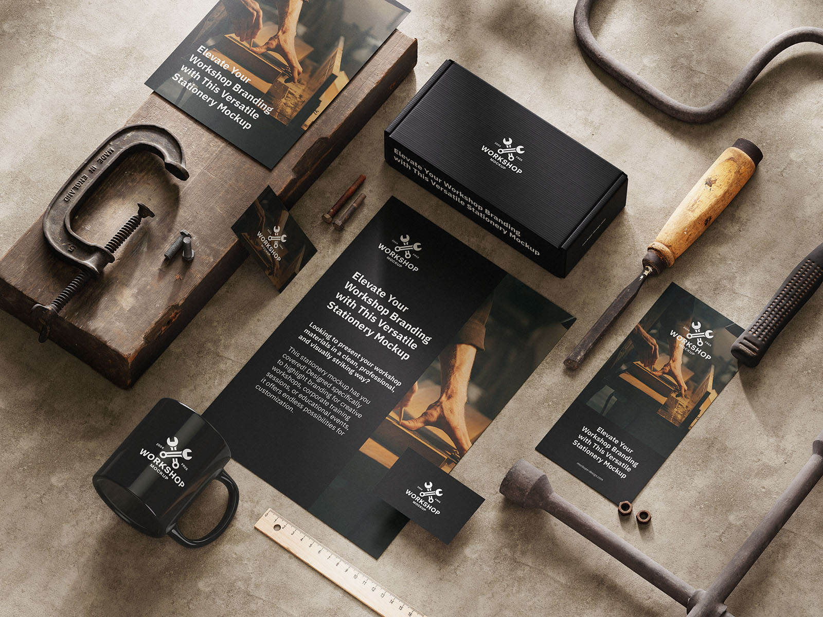 Workshop stationery mockup set