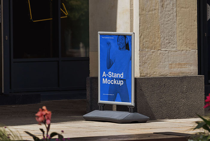 Free outdoor A-stand mockup