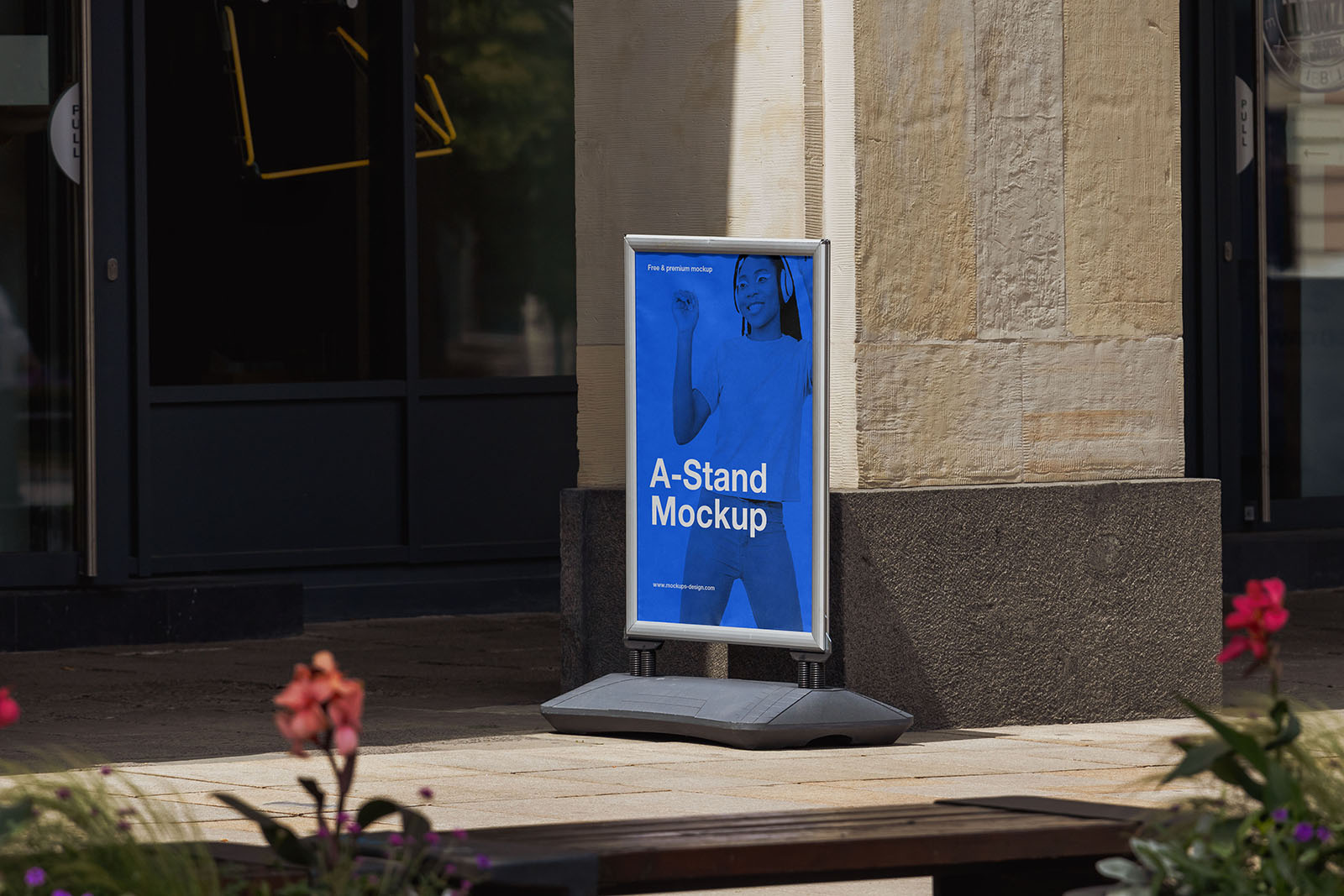 Free outdoor A-stand mockup