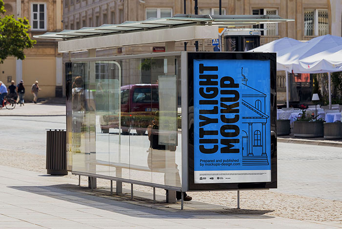 Modern citylight bus stop mockup