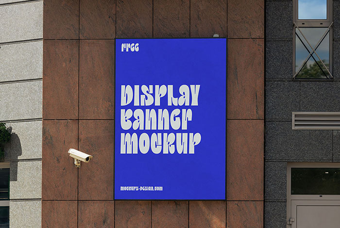 Wall-mounted display banner mockup