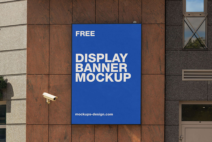 Wall-mounted display banner mockup