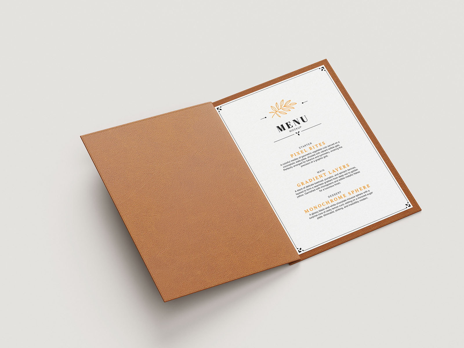 Elegant leather menu mockup