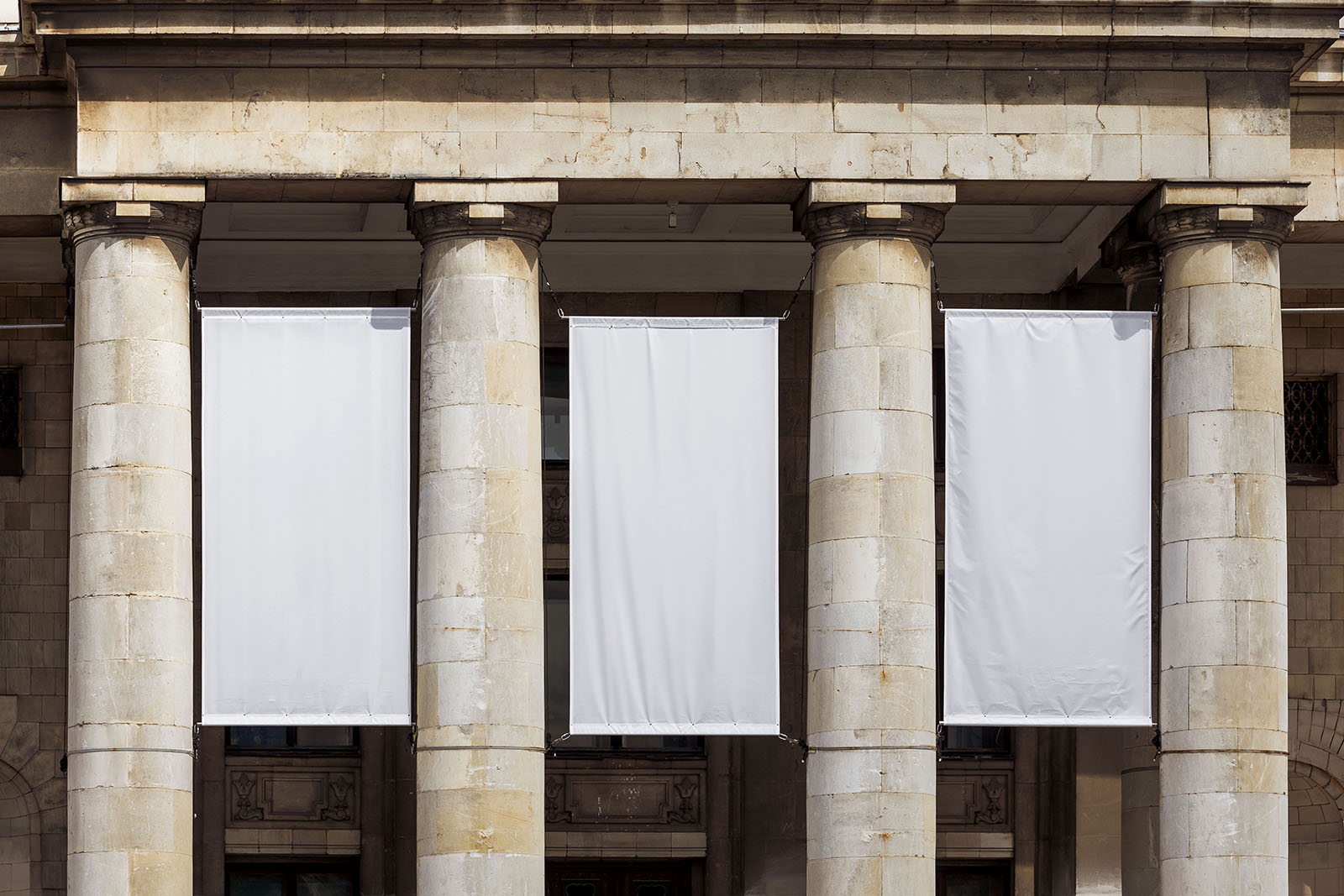 Three hanging banners mockup