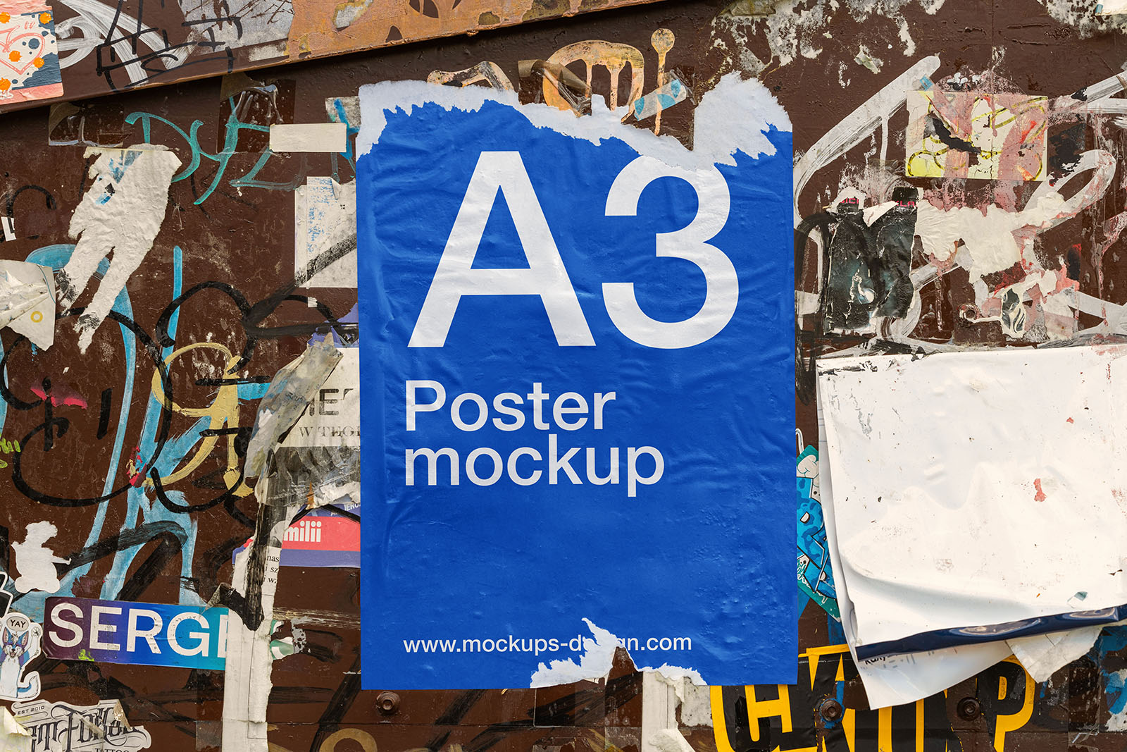 Torn A3 poster mockup