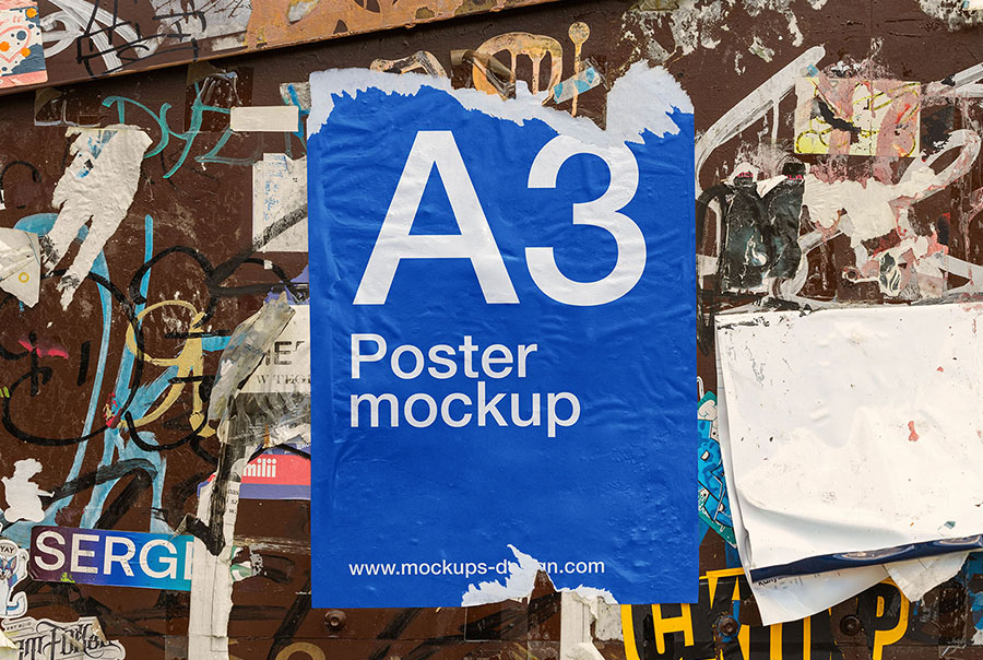 Torn A3 poster mockup