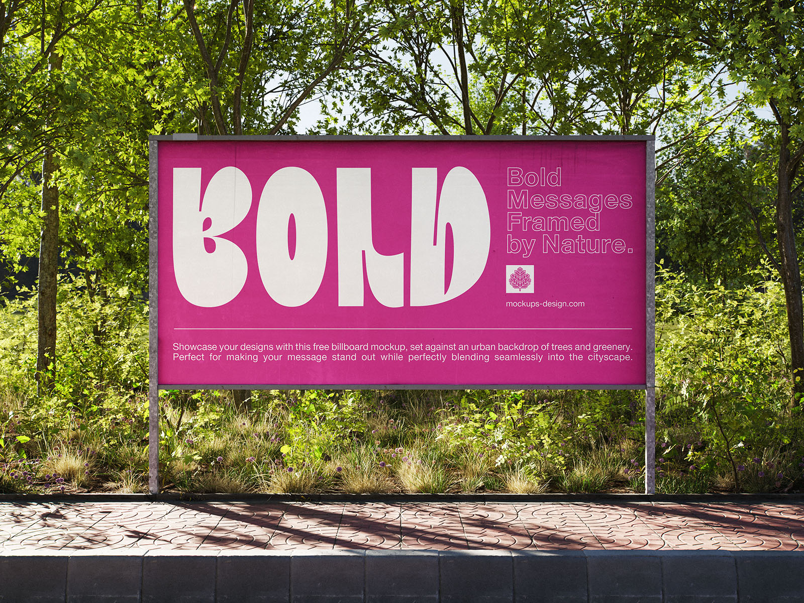 Billboard mockup in green surroundings