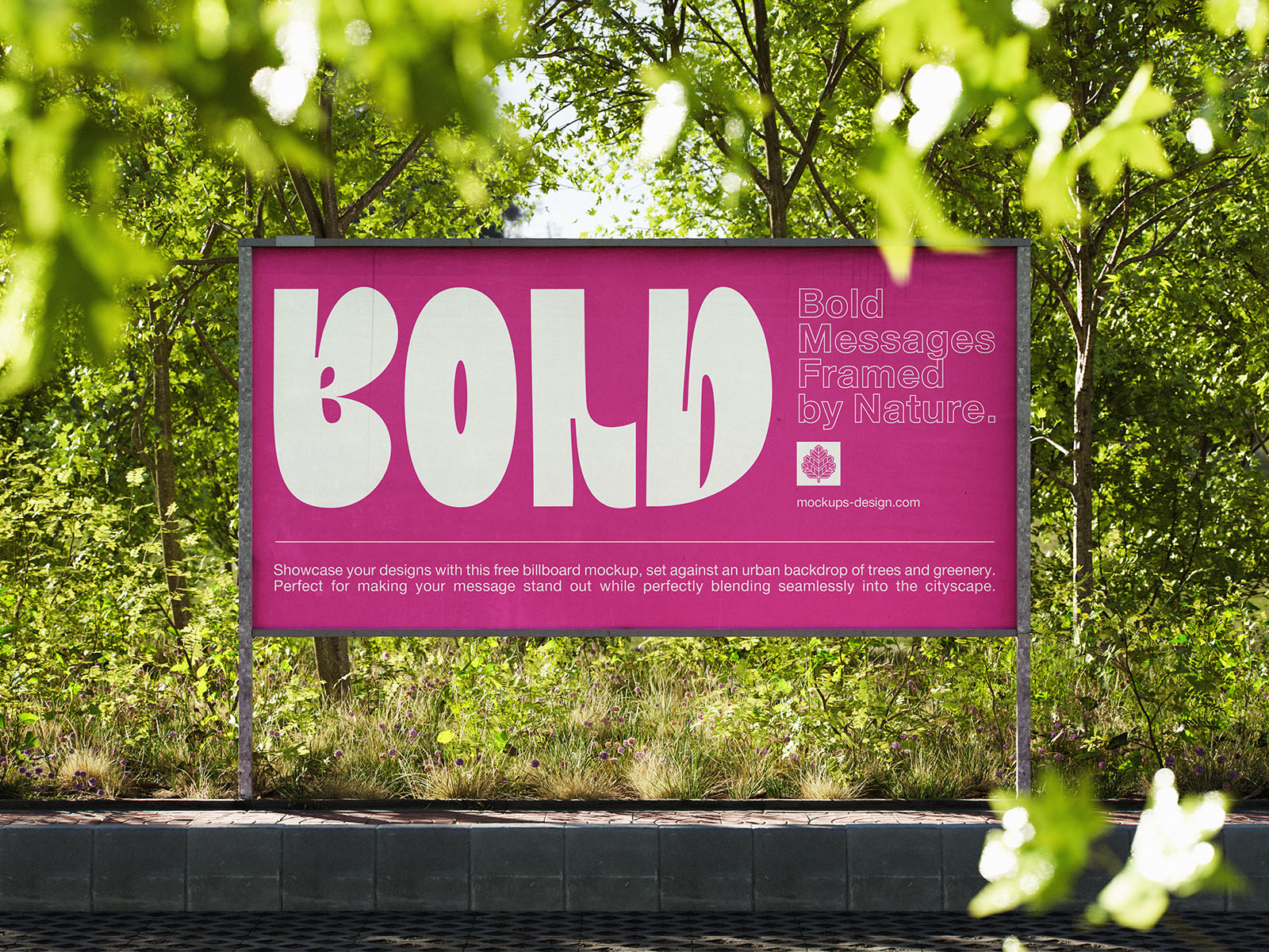 Billboard mockup in green surroundings