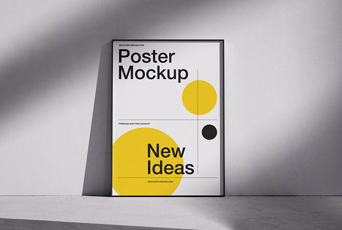 Elegant poster mockup on the floor