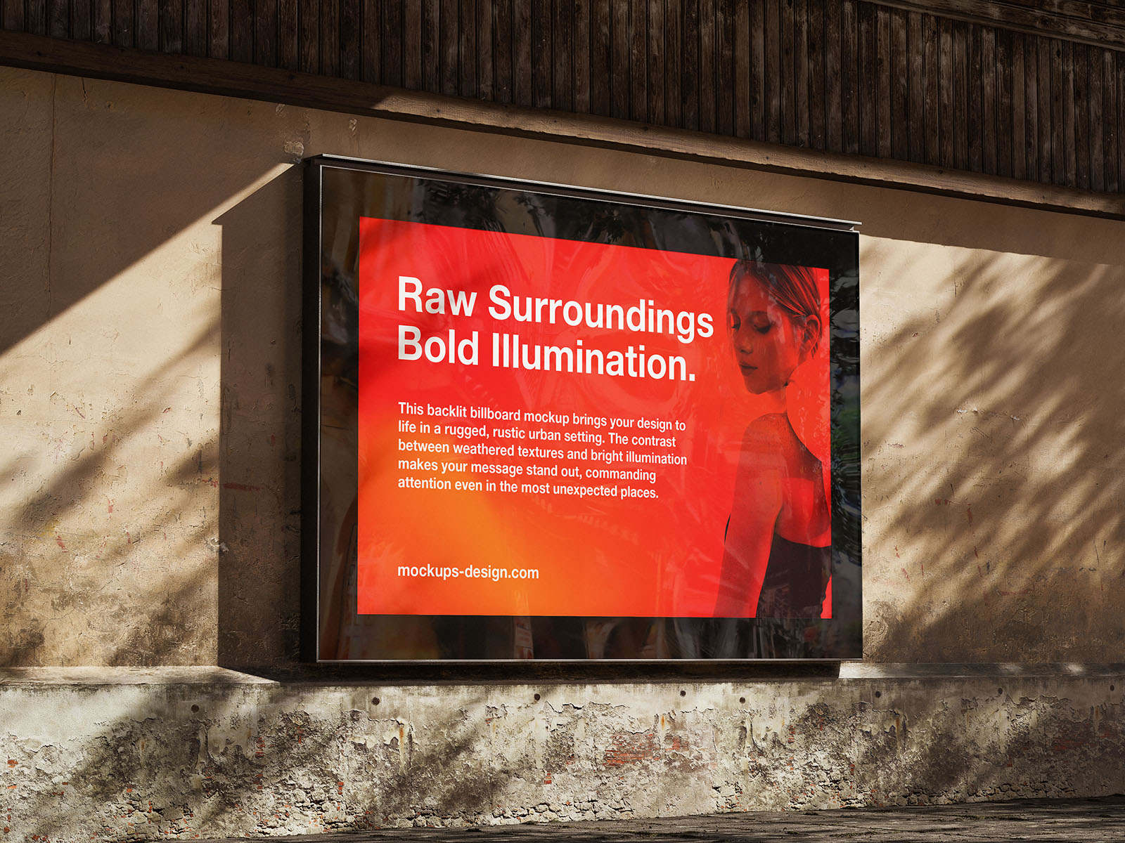 Backlit urban billboard mockup