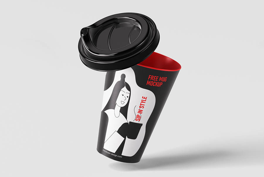 Plastic coffee mug mockup