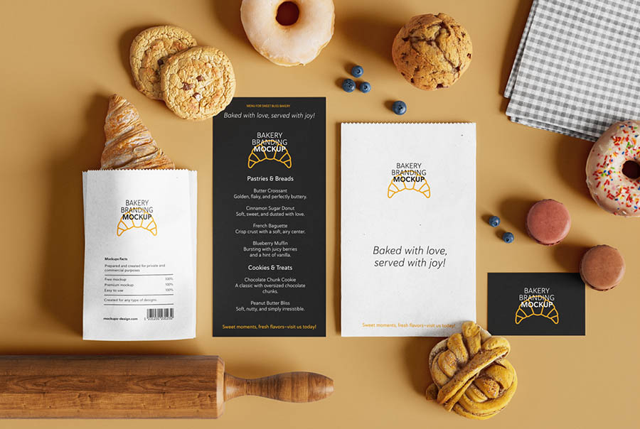 Sweet bakery branding mockup