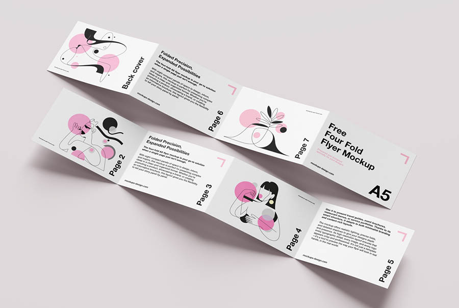 Clean four-fold flyer mockup