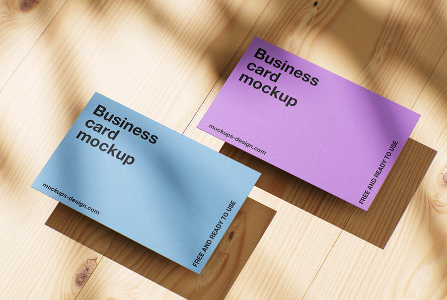 Business card on wood panels mockup